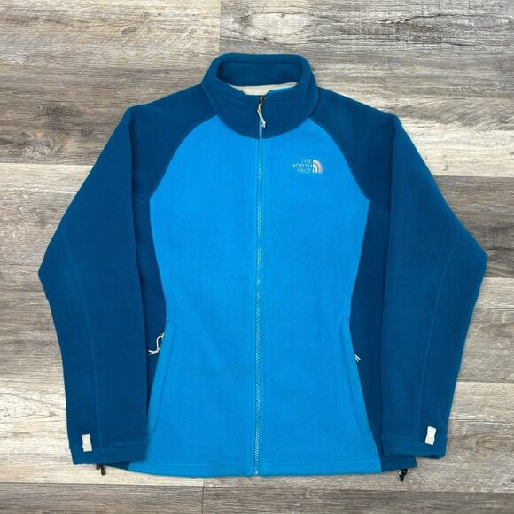 The North Face Teal‎ Blue Womens Large Full Zip Mock Neck Fleece Jacket Gorpcore - Picture 1 of 13